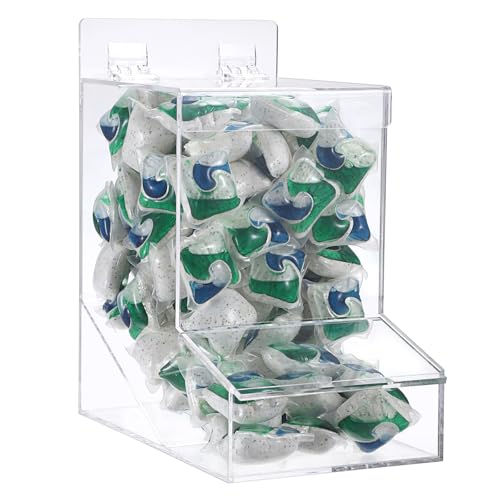 Sumnacon Acryl-Spender mit Deckel, transparenter Wandbehälter für Wäschepads/Süßigkeiten/Plastiktüten/Ohrstöpsel, Geschirrspüler-Pod-Halter für Küchenspüle, Schranktür von SUMNACON