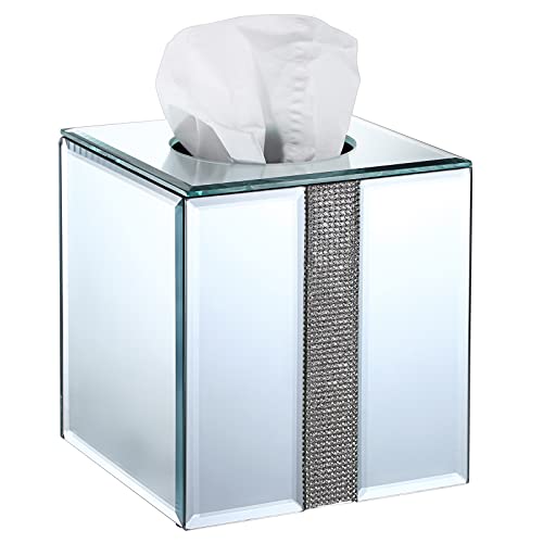 Sumnacon Sparky Glass Square Paper Tissue Box Roll Holder Cover with Crystal Crushed Diamonds for Home Decorationor Vanity Countertops Sumnacon Sparky Glass Square Paper Tissue Box Roll Holder Cover with Crystal Crushed Diamonds for Home Decorationor Vanity Countertops von SUMNACON