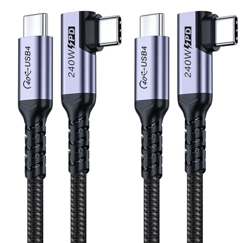 SUMPK 1m USB4 Kabel 2-packs, 240W USB C auf USB C Kabel rechtwinklig, 40 Gbps High Speed Daten, Single 8K/Dual 4k Display kompatibel für Thunderbolt 4, Thunderbolt 3, Monitor, iPhone 15 Pro Max von SUMPK