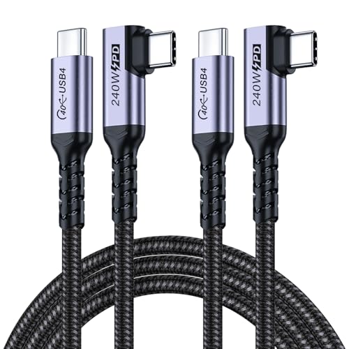 SUMPK 2m USB C auf USB C Kabel 2-packs, 240W USB 4 Kabel rechtwinklig, High Speed 40Gbps Daten, 8K 60Hz, 5K 60Hz, 4K 144Hz Monitorkabel Kompatibel für Thunderbolt 4, Thunderbolt 3, iPhone 15 Pro Max von SUMPK