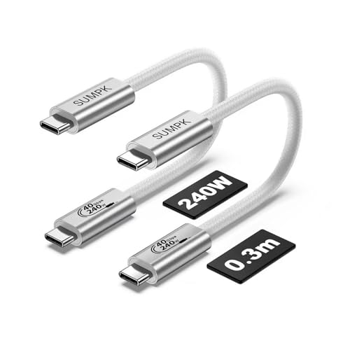 SUMPK 30cm kurzes USB4 Kabel, 240W USB C zu USB C 40gbps Schnellladung, 8K Video Monitor Kabel Kompatibel mit Thunderbolt 4, Thunderbolt 3 und USB4 Geräte von SUMPK