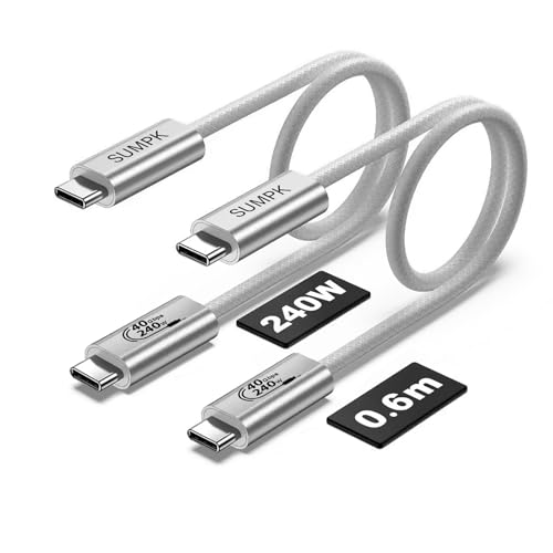 SUMPK Cavo USB 4 da 60cm, ricarica rapida del cavo corto C 240W, trasferimento dati ad alta velocità 40Gbps, uscita video 4K 60Hz singola e doppia von SUMPK