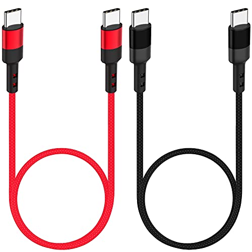 SUMPK USB C auf USB C Kurz Kabel [50cm/2 Stück], 60W PD USB Typ C Nylon Ladekabel Kompatibel für MacBook Air, Samsung Galaxy S21/S21+/S20+ Ultra Note 20, Pixel 4/3 XL von SUMPK