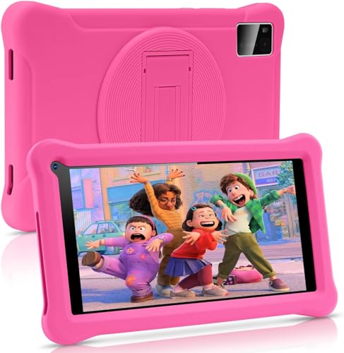 SUMTAB Kinder-Tablet 7 Zoll Android 13 Tablet mit GMS zertifiziert, 8 (3 + 5) GB RAM 64 GB ROM (TF-Karte 128 GB), Apps vorinstalliert, WiFi Kindersicherung, Lerntablet mit Kid-Proof Schutzhülle von SUMTAB