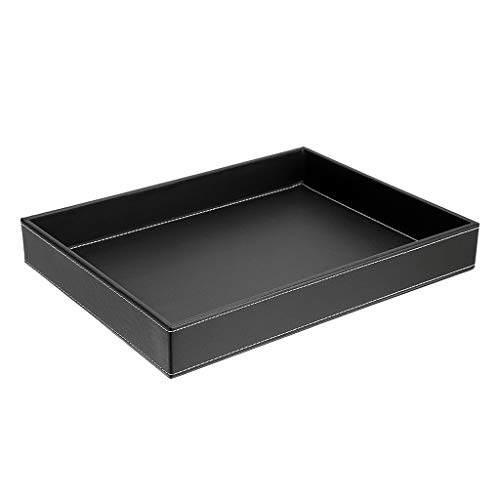 SUMTREE Serviertablett aus Leder Servierplatte Tablett Schmuckteller für Couchtisch Wohnzimmer Schreibtisch Küche Badezimmer(Rchteckig, Schwarz, 33,5 cm) von SUMTree