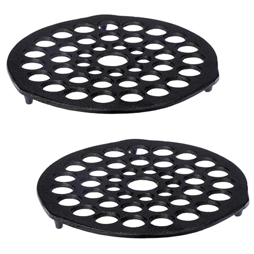 SUMTree 2 Stück Rund Gusseisen Grillrost Dutch Oven Stapelrost Schwarz Ofenrost Kaminrost Ascherost Feuerrost mit 3 Beinen Gussrost für Grill und Ofen Als Topflappen und Untersetzer Durchmesser 20,5cm von SUMTree