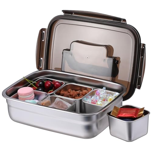 SUMTree Edelstahl Snackbox mit Fächern Tragbar Snackteller mit 6 klein Snackboxen Snackschale mit Kunststoff Deckel Luftdicht Lunchbox für Lebensmittel Süßigkeiten Obst Kekse Gemüse Nüsse (quadrat) SUMTree Edelstahl Snackbox mit Fächern Tragbar Snackteller mit 6 klein Snackboxen Snackschale mit Kunststoff Deckel Luftdicht Lunchbox für Lebensmittel Süßigkeiten Obst Kekse Gemüse Nüsse (quadrat) von SUMTree