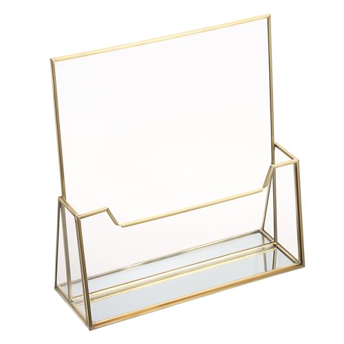 SUMTree Golden Prospekthalter A4 Prospektständer transparenter Glas Prospektaufsteller Broschürenständer für Büro, Theke, Hotel von SUMTree