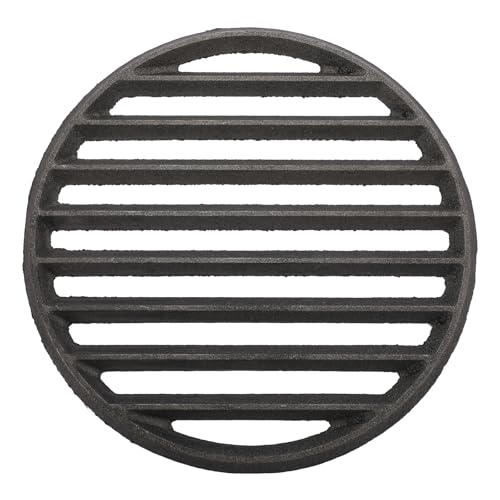 SUMTree Rund Gusseisen Grillrost Verdickter Gitterrost Schwarz Gussrost Haltbar Ofenrost Tafelrost Kohlerost Ascherost Kaminrost Feuerrost für Grill und Kamine Durchmesser 27,5 cm leicht zu bedienen von SUMTree