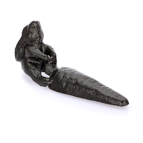 SUMTree Türstopper aus Gusseisen, dekorativer Türstopper, Keil, Kaninchenkarotte, 13 x 3,5 x 5,5 cm, Dunkelbraun von SUMTree