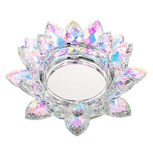 Sumtree Kerzenhalter aus Glas, Lotusblüte, Kerzenhalter, für Kerze oder Stab, Durchmesser der Kerze 7,5 cm (groß, mehrfarbig), AMSJ-0545346-FR von SUMTree