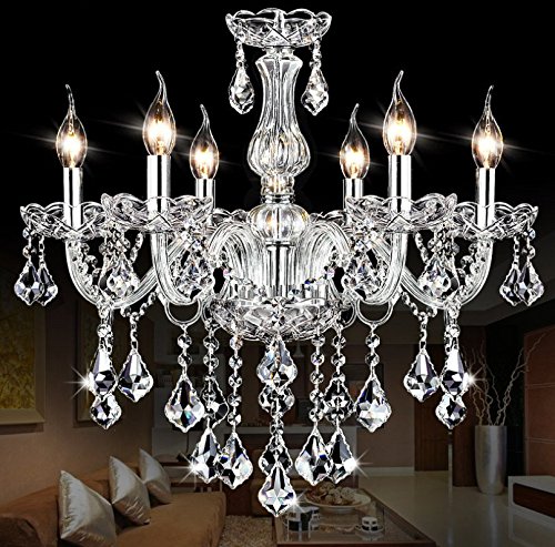SUN-E Kristall-Kronleuchter K9 Maple Leaf Crystal Kerze Kronleuchter Beleuchtung 6Lights Badezimmer Decke leuchten Leuchte Pendelleuchte zum Essen Leben Zimmer-Schlafzimmer Flur Eintrag B60cm X L120cm von SUN-E
