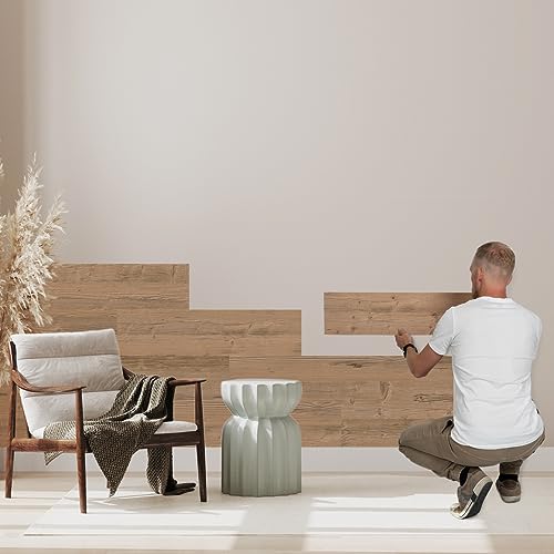 SUN WOOD Stick-it Holz Wandverkleidung selbstklebend Altholz Design STALLGRAU 60 - Wandpaneele zum Kleben Holzverblender 0,48m2 aus Fichtenholz von SUN WOOD by Stainer