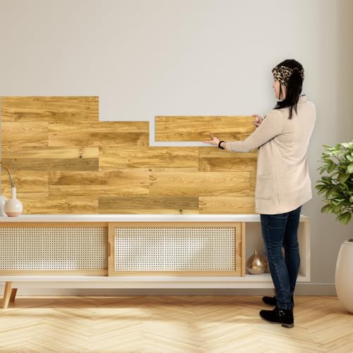 SUN WOOD Stick-it selbstklebende Holz Wandverkleidung im Eichenholz Design NORMANDIE; Wandpaneele zum Kleben; 0,48m2 Holzverblender von SUN WOOD by Stainer