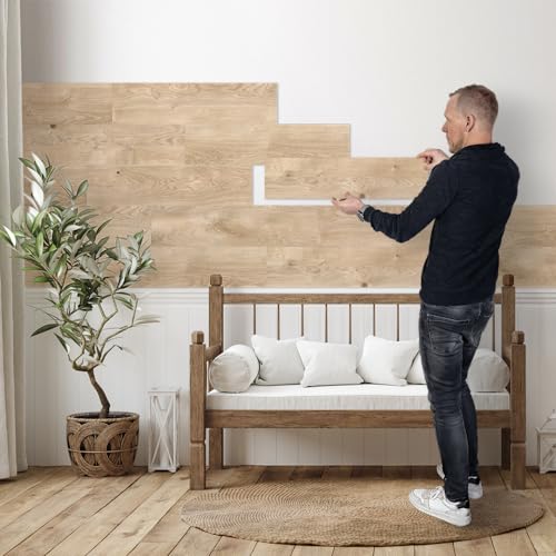 SUN WOOD Stick-it selbstklebende Holz Wandverkleidung im Eichenholz Design RESIDENCE; Wandpaneele zum Kleben; 0,48m2 Holzverblender von SUN WOOD by Stainer