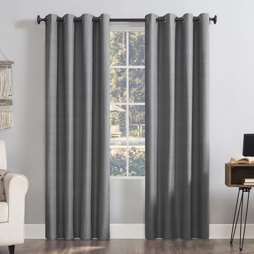 SUN ZERO Columbia Thermo-Vorhang mit Ösen, energiesparend, 100% Verdunkelung, 127 x 213,4 cm, Grau von SUN ZERO