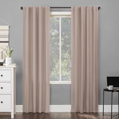 SUN ZERO Cyrus Vorhang, wärmeisoliert, energiesparend, 100% Verdunkelung, 101,6 x 213 cm, Blush Pink, 2 Stück von SUN ZERO