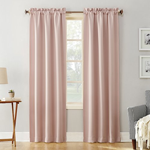 SUN ZERO Easton Energiesparender Verdunkelungsvorhang mit Stangentaschen, 101,6 x 241,3 cm, Blush Pink von SUN ZERO