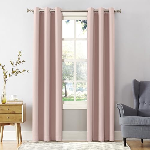 SUN ZERO Easton Vorhang mit Ösen, energiesparend, 101,6 x 160 cm, Rosa von SUN ZERO