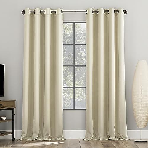 SUN ZERO Nordic Vorhänge mit Ösen, geräuschreduzierend, 100% Verdunkelung, 132,1 x 213,4 cm, cremefarben, 2 Stück SUN ZERO Nordic Vorhänge mit Ösen, geräuschreduzierend, 100% Verdunkelung, 132,1 x 213,4 cm, cremefarben, 2 Stück von SUN ZERO