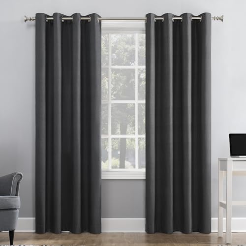 Sun Zero Duran Thermoisolierter Vorhang mit Ösen, 100% Verdunkelung, 127 x 213 cm, Anthrazit von SUN ZERO