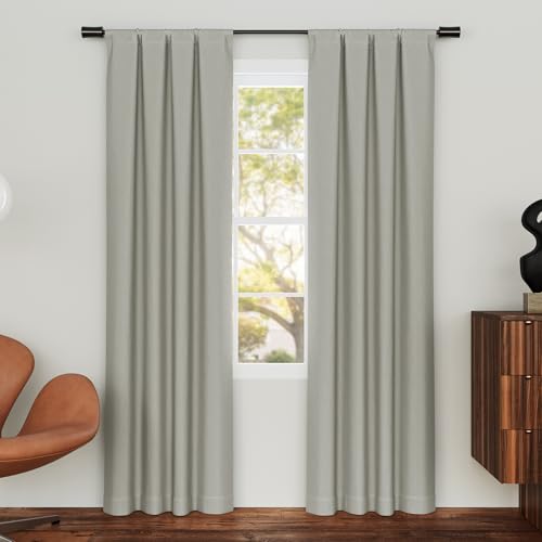 Sun Zero Pendleton Vorhang, Fischgrätenmuster, Magnetverschluss, 100% Gesamtverdunkelungsstange, Perle, 94 x 160 cm (B x L), 2 Stück von SUN ZERO