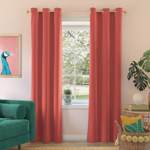 Sun Zero Riley Verdunkelungsvorhang mit Ösen, für Kinderzimmer, 101,6 x 213,4 cm, Korallenrot von SUN ZERO