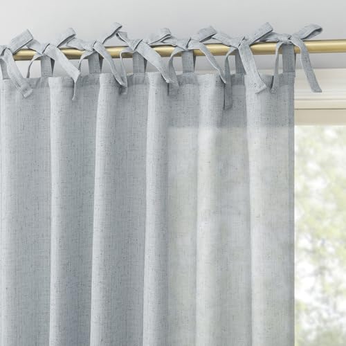 Sun Zero Roxy Generation Vorhang mit Schleifenstruktur, halbdurchsichtig, zum Binden, 127 x 213,4 cm, verblasstes Blau von SUN ZERO