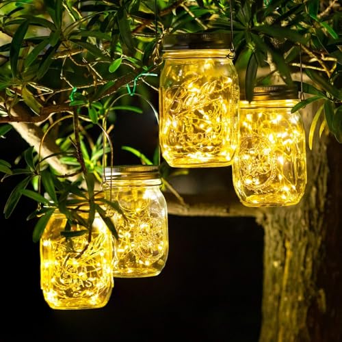 SUNACE 4 Stück Solarlampen für Außen - 30 LED Solar Laterne Hängend Solarlampions Außen Wetterfest Solar Lichterkette Aussen Gartendeko Laternen für Draußen Patio Balkon Garten Baum von SUNACE