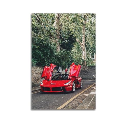 SUNAHUA Super Auto-Poster für rotes LaFerrari-Poster, dekorative Malerei, Leinwand, Wandposter und Kunstdruck, moderne Familienschlafzimmer-Dekoration, Poster, 50 x 75 cm von SUNAHUA