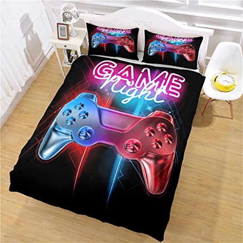 SUNAIAD Gaming Bettwäsche Set Kinder Gamer 135x200 Jungen Bettbezüge+ 1 Kissenbezüge 80x80cm Karikatur Schlafkomfort Niedliche Bunte Jugendliche Mädchen Betten (135x200cm+1x 80x80cm, GM4) von SUNAIAD