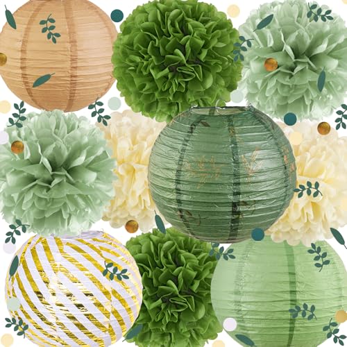 SUNBEAUTY 11 Stück Salbeigrün Pompons Deko mit Grün Pompom Papierlaterne Konfetti für Geburtstag Hochzeit BabyParty Gartenparty Dekoration SUNBEAUTY 11 Stück Salbeigrün Pompons Deko mit Grün Pompom Papierlaterne Konfetti für Geburtstag Hochzeit BabyParty Gartenparty Dekoration von SUNBEAUTY