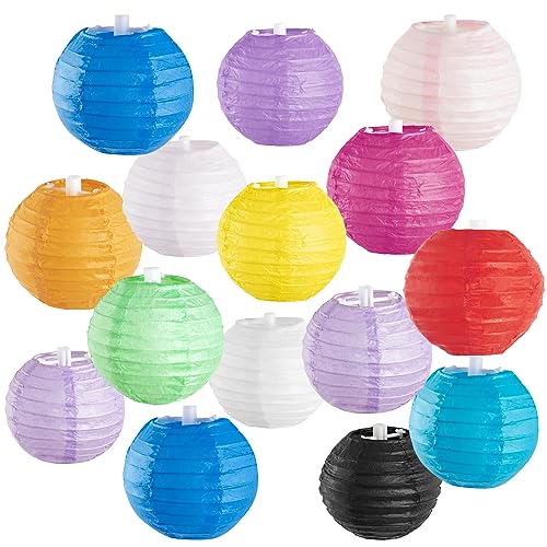 SUNBEAUTY 15PCS Papierlampions Bunte Lampenschirm 10 cm Papierlaterne Lampenschirm Papierlaterne Mehrfarbige Mini Laterne Dekoration Karneval Feier Party Deko für Hochzeiten Geburtstage von SUNBEAUTY