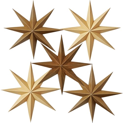 SUNBEAUTY 5er Set Holzmaserung Papiersterne Original Holzfarbe Faltstern Deko Weihnachten 8 Zacken Faltsterne Party Deko für Weihnachtsdeko Hochzeit Geburtstag Tischdeko SUNBEAUTY 5er Set Holzmaserung Papiersterne Original Holzfarbe Faltstern Deko Weihnachten 8 Zacken Faltsterne Party Deko für Weihnachtsdeko Hochzeit Geburtstag Tischdeko von SUNBEAUTY