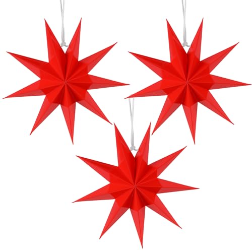 SUNBEAUTY 3er Set Papiersterne Rot 30cm Faltstern Weihnachten Dekoration 9 Zacken Faltsterne Party Deko für Weihnachtsdeko Hochzeit Geburtstag Tischdeko SUNBEAUTY 3er Set Papiersterne Rot 30cm Faltstern Weihnachten Dekoration 9 Zacken Faltsterne Party Deko für Weihnachtsdeko Hochzeit Geburtstag Tischdeko von SUNBEAUTY