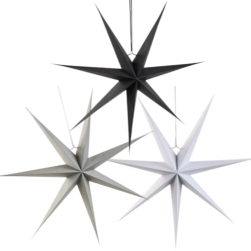 SUNBEAUTY 45 cm Papier Stern Dekoration 3er Set Grau Schwarz Weiß Faltsterne Neuneck Weihnachtsstern Deko für Weihnachtsdeko Hochzeit Geburtstag Tischdeko SUNBEAUTY 45 cm Papier Stern Dekoration 3er Set Grau Schwarz Weiß Faltsterne Neuneck Weihnachtsstern Deko für Weihnachtsdeko Hochzeit Geburtstag Tischdeko von SUNBEAUTY