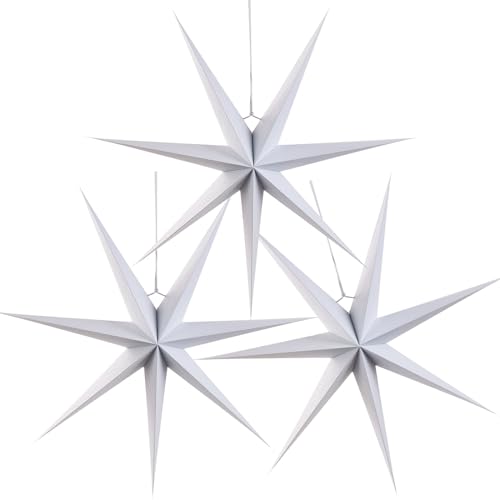 SUNBEAUTY 45 cm Papier Stern Dekoration 3er Set Weiß Faltsterne Neuneck Weihnachtsstern Deko für Weihnachtsdeko Hochzeit Geburtstag Tischdeko SUNBEAUTY 45 cm Papier Stern Dekoration 3er Set Weiß Faltsterne Neuneck Weihnachtsstern Deko für Weihnachtsdeko Hochzeit Geburtstag Tischdeko von SUNBEAUTY