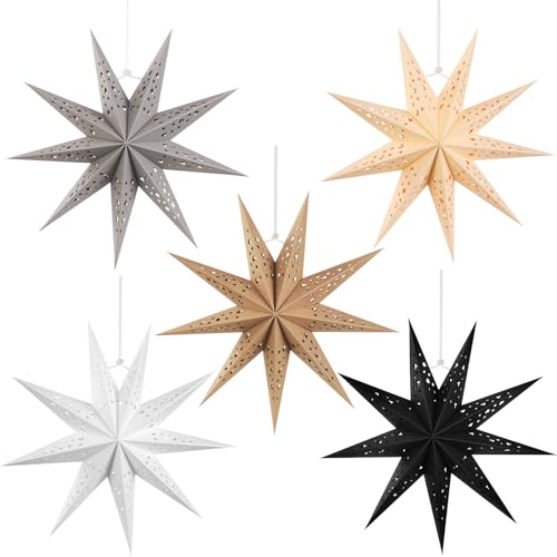 SUNBEAUTY 5er Set Papiersterne Braun 30cm Grau Faltstern Weihnachten Dekoration Schwarz 9 Zacken Weiß Faltsterne Party Deko für Weihnachtsdeko Hochzeit Geburtstag Tischdeko SUNBEAUTY 5er Set Papiersterne Braun 30cm Grau Faltstern Weihnachten Dekoration Schwarz 9 Zacken Weiß Faltsterne Party Deko für Weihnachtsdeko Hochzeit Geburtstag Tischdeko von SUNBEAUTY