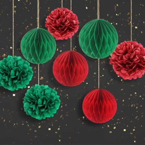 SUNBEAUTY 8 Stück Hängende Waben Dekorationen Weihnachten Papier Wabenbälle deko Rot Grün Pompons Deko Seidenpapier Pompom für Geburtstag Hochzeit Graduierung Baby Showe SUNBEAUTY 8 Stück Hängende Waben Dekorationen Weihnachten Papier Wabenbälle deko Rot Grün Pompons Deko Seidenpapier Pompom für Geburtstag Hochzeit Graduierung Baby Showe von SUNBEAUTY
