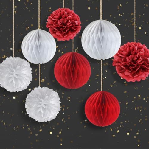 SUNBEAUTY 8 Stück Baumschmuck Weihnachten Hängende Waben Dekorationen Weihnachten Papier Wabenbälle Deko Rot Weiß Pompoms Deko Seidenpapier Pompom Christbaumschmuck Papier für Weihnachtsbaum Deko SUNBEAUTY 8 Stück Baumschmuck Weihnachten Hängende Waben Dekorationen Weihnachten Papier Wabenbälle Deko Rot Weiß Pompoms Deko Seidenpapier Pompom Christbaumschmuck Papier für Weihnachtsbaum Deko von SUNBEAUTY