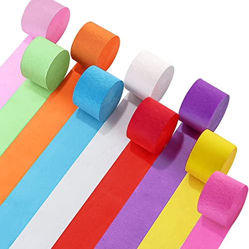 SUNBEAUTY 9er Set 9 Farben Regenbogen Krepppapier Band Bunt Kreppbänder Deko Party Feier Dekoration DIY Papier Streamer Luftschlangen Seidenpapier (9 Stück) von SUNBEAUTY