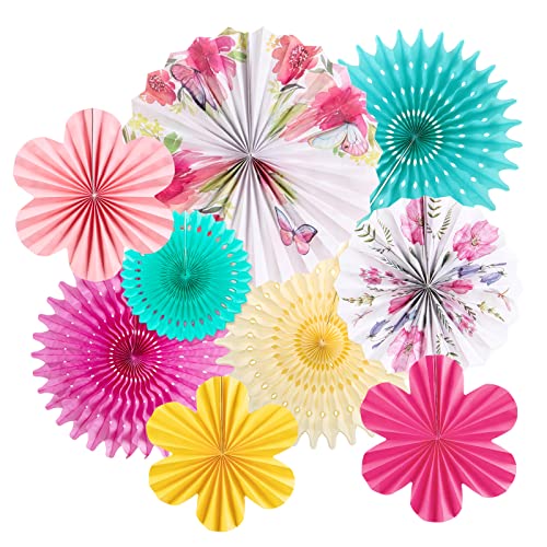 SUNBEAUTY 10 Stück Papier Fächer Dekoration Hanging Girlande Rosa Gelb Blumen Papierfächer Bunt Party Deko für Hochzeit Sommerdeko Tischdeko Geburtstag Baby Shower Backdrop Garland von SUNBEAUTY