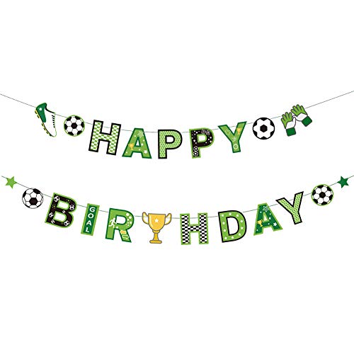 SUNBEAUTY Fußball Deko Geburtstag Happy Birthday Girlande Geburtstagsdeko Fussball Kindergeburtstag Jungen Fussball Party Deko von SUNBEAUTY