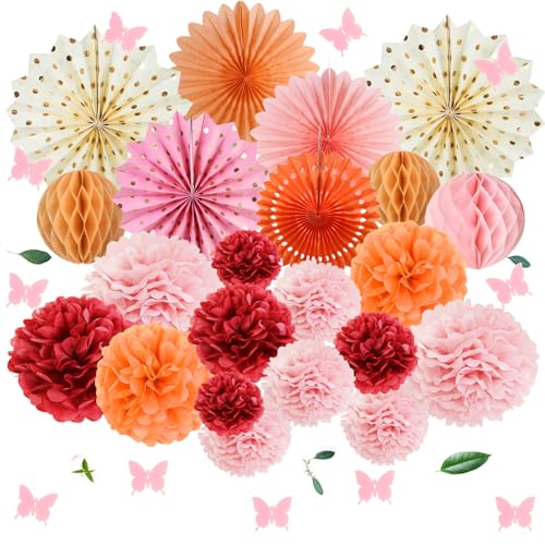 SUNBEAUTY 34 Stück Rosa Pompoms Deko Wabenbälle Papier Fächer Wandaufkleber Schmetterling für Geburtstag Hochzeit Feier Valentinstag Party Dekoration SUNBEAUTY 34 Stück Rosa Pompoms Deko Wabenbälle Papier Fächer Wandaufkleber Schmetterling für Geburtstag Hochzeit Feier Valentinstag Party Dekoration von SUNBEAUTY
