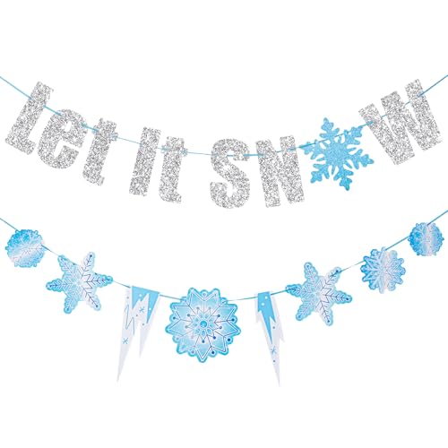SUNBEAUTY Silber Glitter Let It Snow Garland Glitter Winter Banner Winter Wonderland Dekorationen mit Schneeflocken Girlande für Weihnachten Party Supplies SUNBEAUTY Silber Glitter Let It Snow Garland Glitter Winter Banner Winter Wonderland Dekorationen mit Schneeflocken Girlande für Weihnachten Party Supplies von SUNBEAUTY