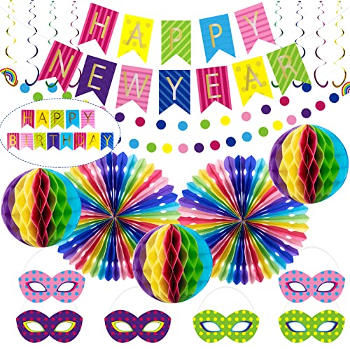 SUNBEAUTY Silvester Deko 2025 Neujahr Silvesterdeko Happy New Year Girlande Neujahrsdeko Silvesterpartydeko Accessoire für Silvesterparty von SUNBEAUTY