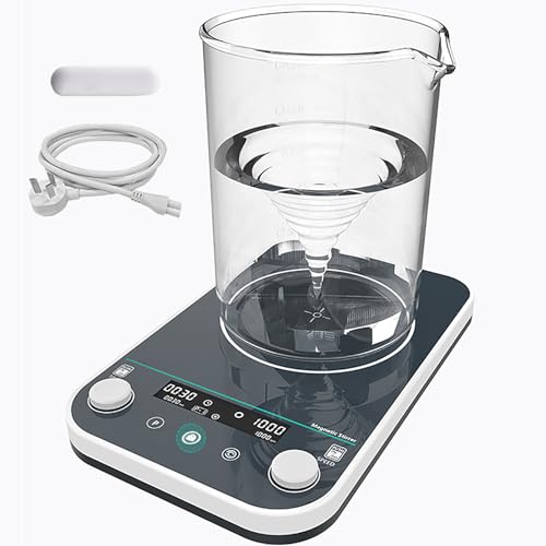 SUNBGRPYE Labor-MagnetrüHrer, RüHrer Mit LCD-Digitalanzeige, FassungsvermöGen 10L, Geschwindigkeitseinstellung (100–1200 U/Min) + Zeiteinstellung (1 Min.–24 Std.), 9 Speicherprogramme von SUNBGRPYE