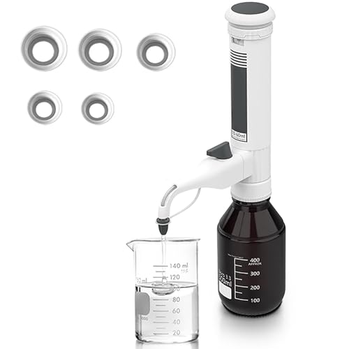 SUNBGRPYE Laborflaschenspender, FlüSsigkeitsspender, HüLsentyp 0,5-60 ml Einstellbarer FlüSsigkeitszugabe, Mit Doppelventil, Skalenanzeige, LaborausrüStung,10-60ml von SUNBGRPYE