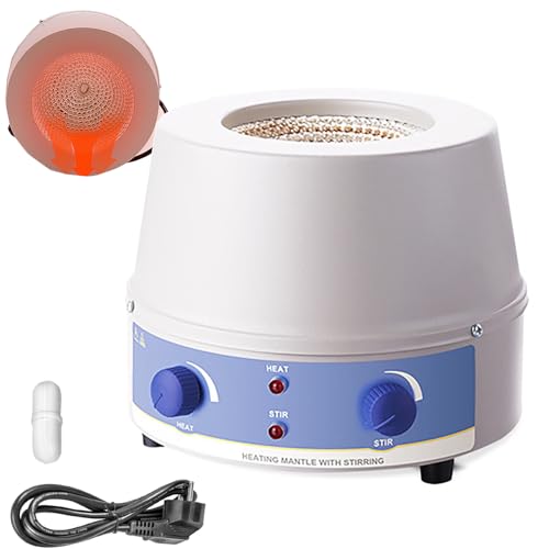 SUNBGRPYE MagnetrüHrer (RüHren + Heizen), 100–2000 ml Elektrischer Heizmantel, Doppelknopfeinstellung, Rt-380 °C Temperaturregelung, Heiz- Und RüHrgeräT FüR Labor,100ml von SUNBGRPYE