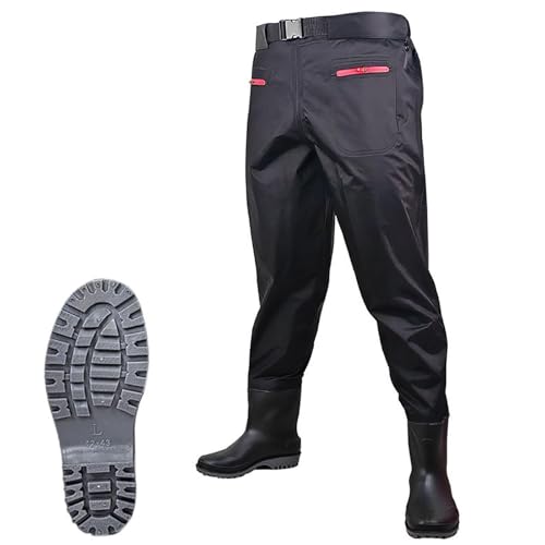 SUNBGRPYE Wathosen (Mit Stiefeln), wasserdichte Outdoor-HüFtwathosen Zum Angeln, Mit Wasserdichten Taschen, Zum Angeln, Kajakfahren, FüR WasseraktivitäTen,C-40 von SUNBGRPYE